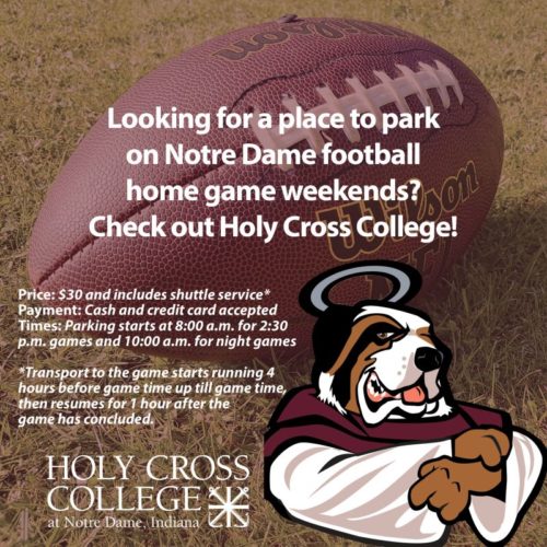 Notre Dame home football game parking Holy Cross